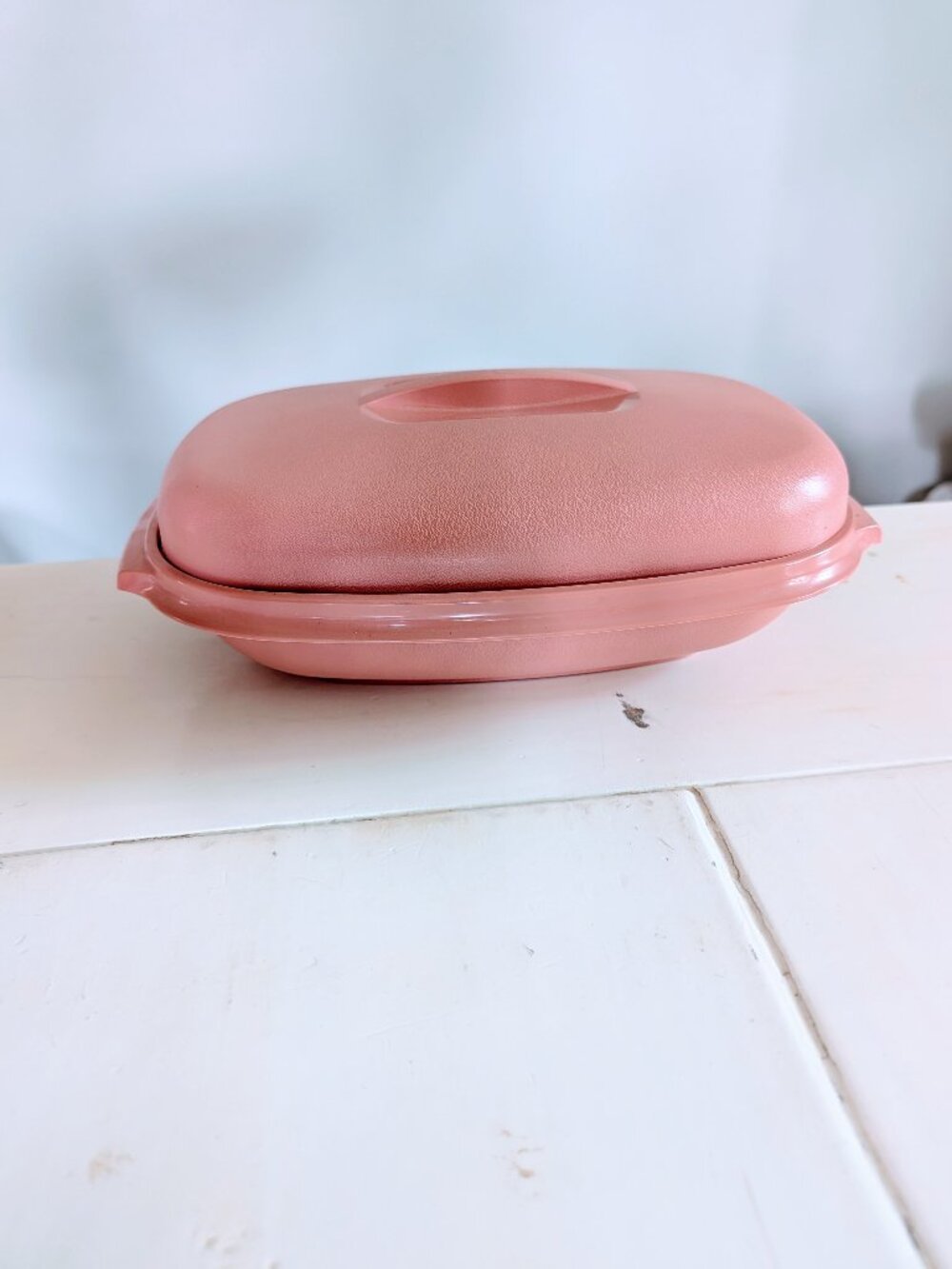 VTG Tupperware #1273-4 Dusty Pink Food Steamer 6 Cup White Insert NOS USA 3 Part
